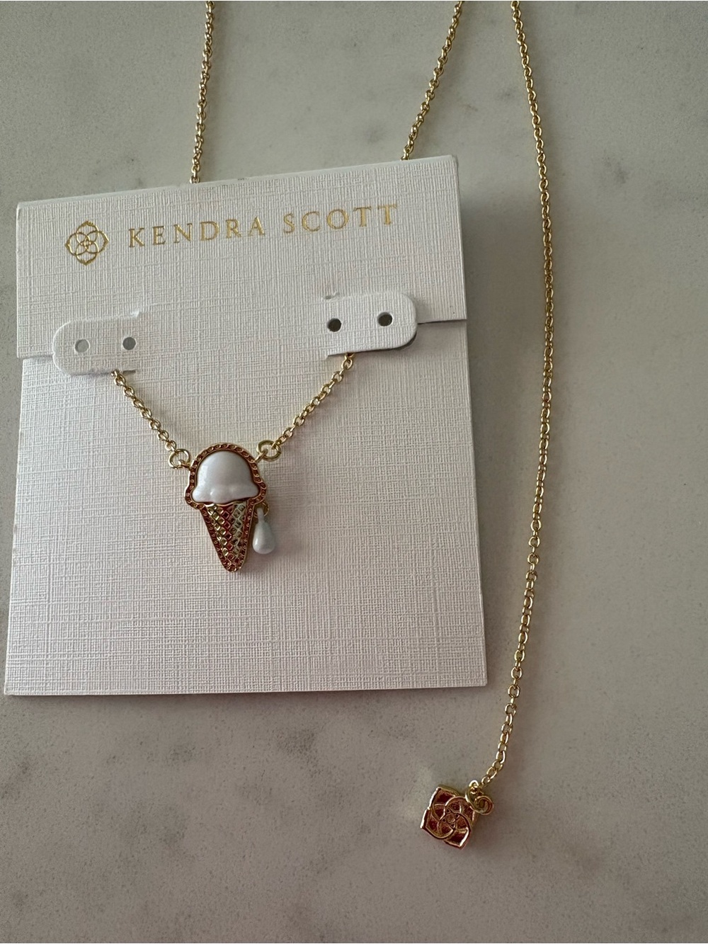 Kendra Scott Gold Necklace with White Ice Cream Cone Pendant - Picture 6 of 6